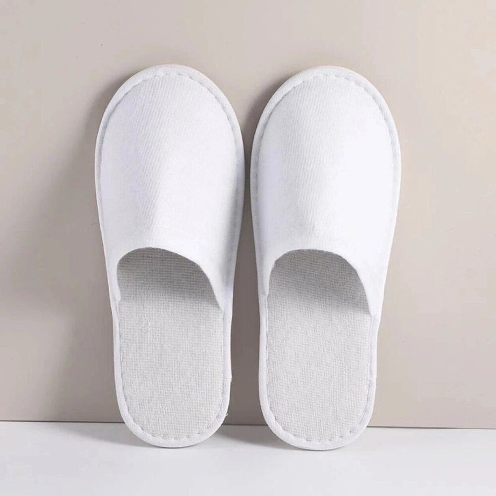 Lot of 24pcs Slippers Hotel Slippers Disposable White Cotton Travel Unisex - Picture 2 of 3
